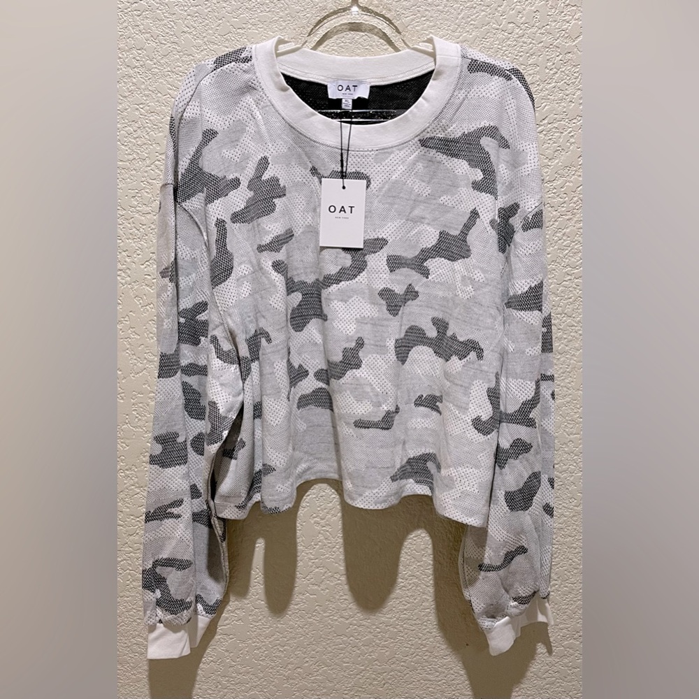 NWT Revolve Oat New York Grey White Pullover Crewneck Sweater Size XL